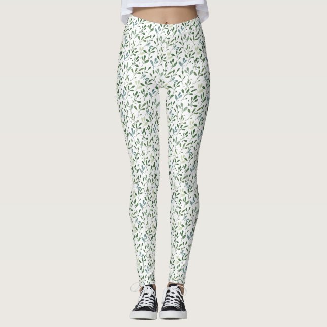 Grüne Blätter Leggings (Vorderseite)