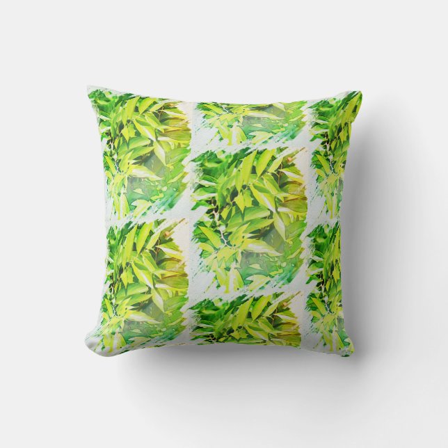 Grüne Blätter Lemon Orange Tree Pattern Kissen (Vorderseite)