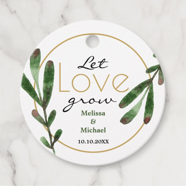 Grüne Blätter Ließ Liebe wachsen Hochzeit Danke Geschenkanhänger (Vorderseite)