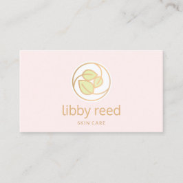 Grüne Blätter Logo Rosa Schönheit Wellness-Center Visitenkarte