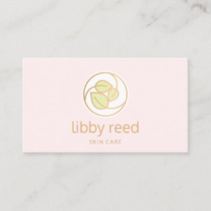 Grüne Blätter Logo Rosa Schönheit Wellness-Center Visitenkarte