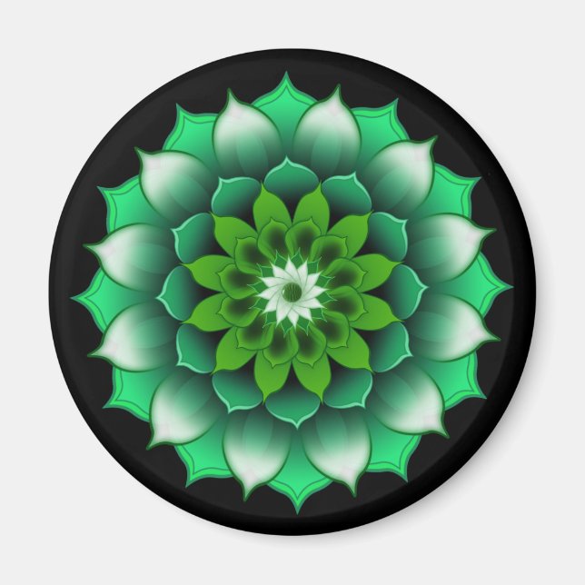 Grüne Blätter Mandala Magnet (Vorne)