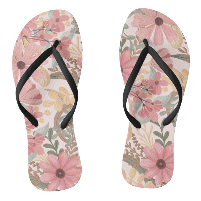 Grüne Blätter mit rosa Farbton Flip Flops (Fußbett)