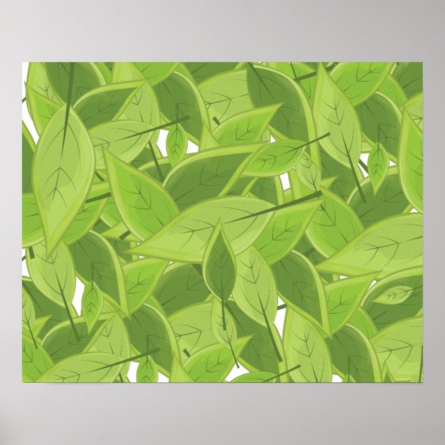 Grüne Blätter Muster Poster (Vorne)