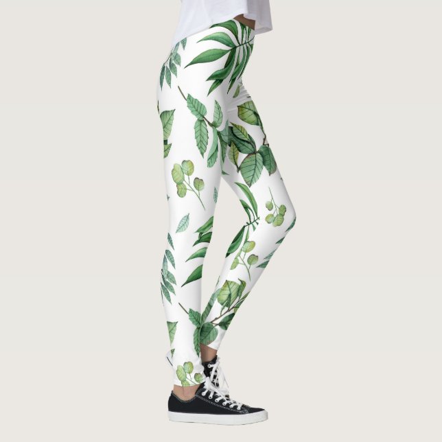 grüne Blätter Naturmädchen Frauenmode Leggings (Rechts)