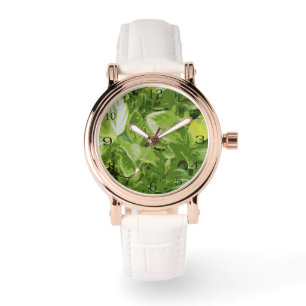 Grüne Blätter Ölfarbe, Armbanduhr