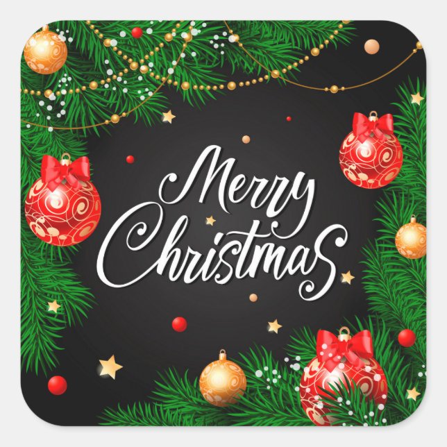 Grüne Blätter & Ornamente Weihnachten | Aufkleber (Vorderseite)