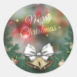 Grüne Blätter & Ornamente Weihnachten | SIEGEL Runder Aufkleber