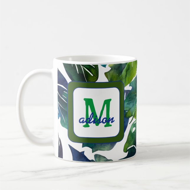 Grüne Blätter Philodendron Foliage Botanical Kaffeetasse (Links)