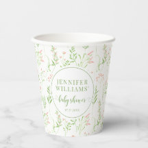 Grüne Blätter Rosa Wildblumen Babydusche