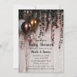 Grüne Blätter Rose Gold Lights & Ivy Baby Dusche Einladung
