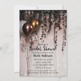 Grüne Blätter Rose Gold Lights Rustikale Bridal Einladung