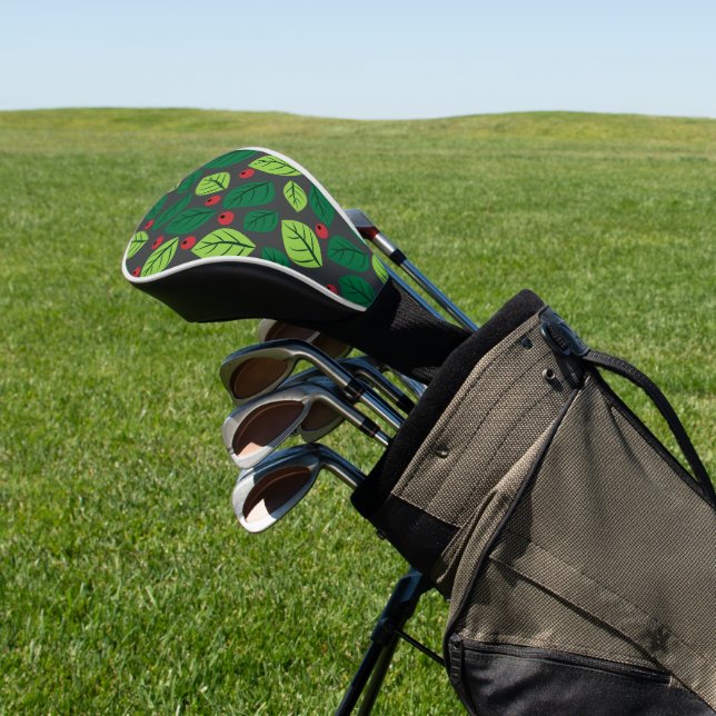 Grüne Blätter, rote Berries, Muster von Blätter Golf Headcover (In SItu)