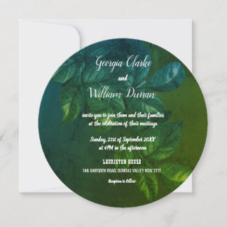 Grüne Blätter Rustic Vintage Hochzeit Einladung