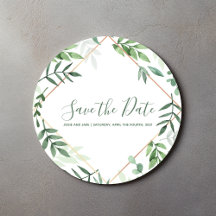 Grüne Blätter Save the Date Hochzeit im Garten