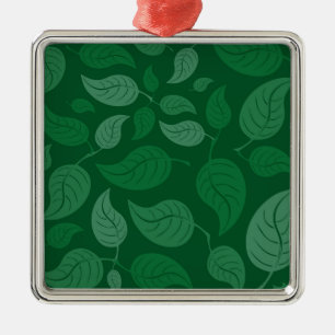Grüne Blätter Silbernes Ornament
