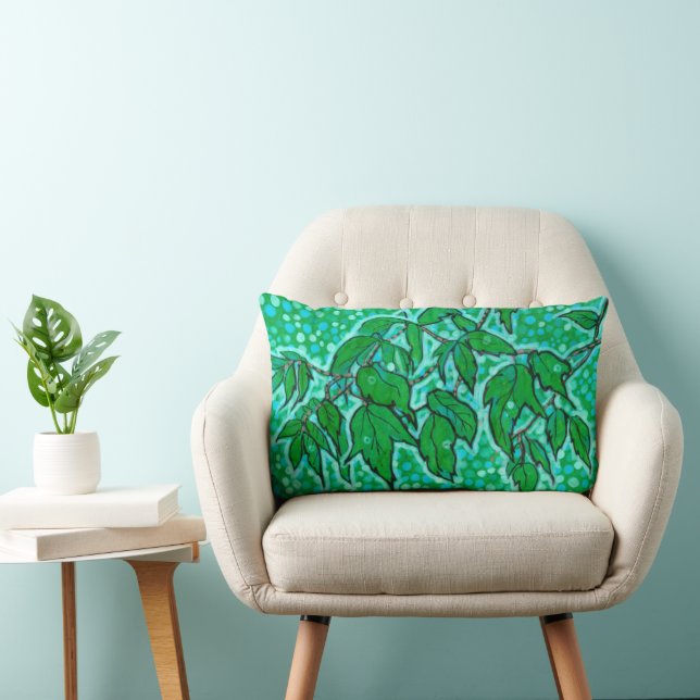 Grüne Blätter Sommer-Natur Blumenstrauch Lendenkissen (Stuhl )