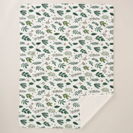 Grüne Blätter und Blume in Weiß Sherpadecke