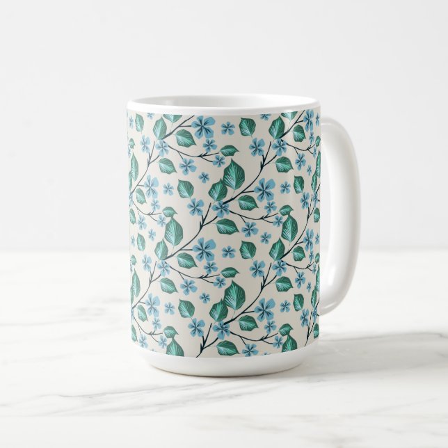 Grüne Blätter und Blumen. Kaffeetasse (VorderseiteRechts)