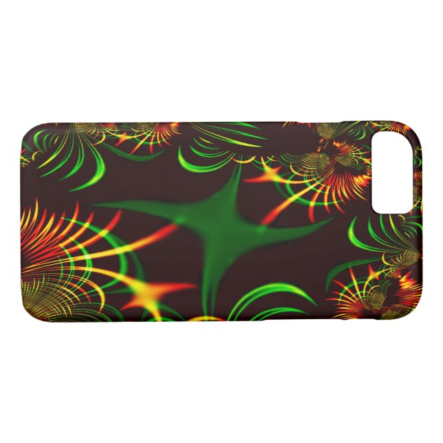 Grüne Blätter und gelbe, feuergefärbte Kurven Case-Mate iPhone Hülle (Rückseite (Horizontal))