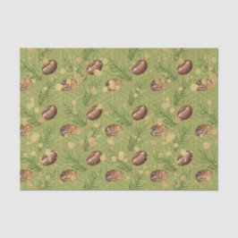 Grüne Blätter und Kaffeebohnen Seidenpapier