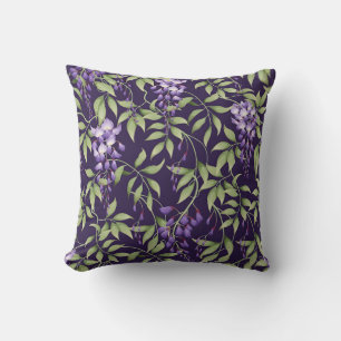 Grüne Blätter und Wisteria-Blumenmuster Kissen