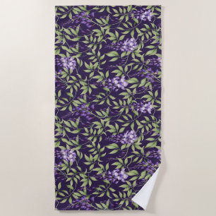 Grüne Blätter und Wisteria-Blumenmuster Strandtuch