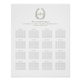 Grüne Blätter verrichten Hochzeit mit 16 Tafelplak Poster