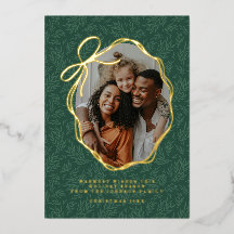 Grüne Blätter Vintage Goldene Schleife Weihnachtsf