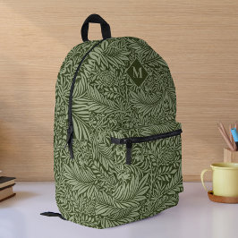 Grüne Blätter Vintager Abstrakter Hintergrund Bedruckter Rucksack