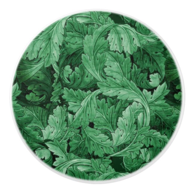 Grüne Blätter (von William Morris) Keramikknauf (Vorderseite)