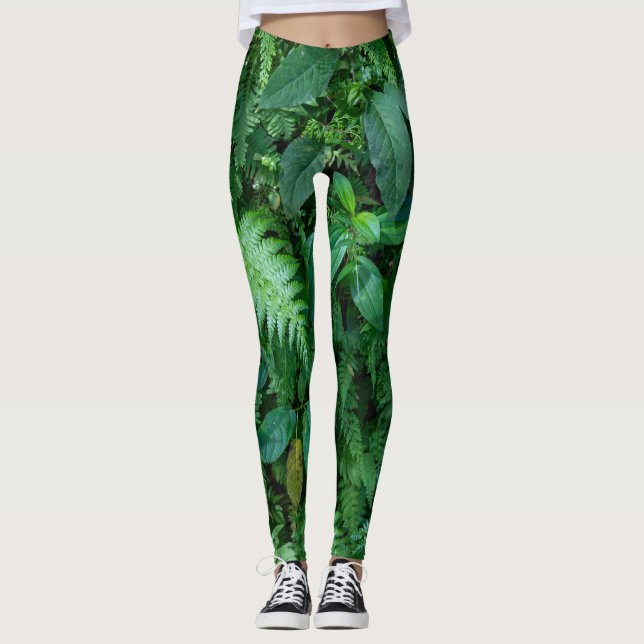 Grüne Blattfarbe Leggings (Vorderseite)