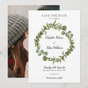 Grüne Blattgirlande Foto-Hochzeit Save The Date