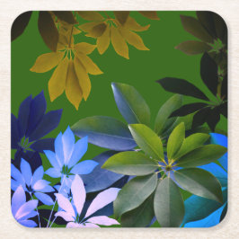 Grüne, blaue Blätter Benutzerdefinierte Untersetze Rechteckiger Pappuntersetzer