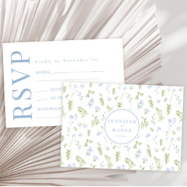 Grüne blaue Frühlingsblume Garten Hochzeit RSVP Ka