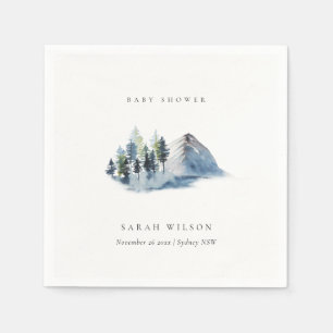 Grüne Blaue Kiefernwälder Berg Baby Shower Serviette