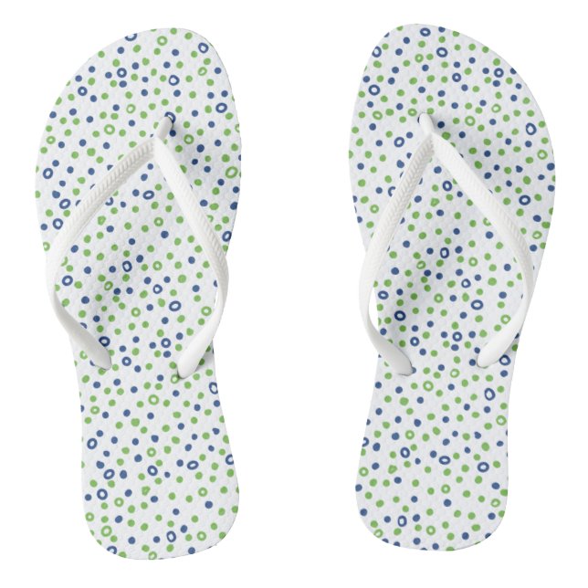 Grüne blaue Kreise und Punkte Flip Flops (Fußbett)