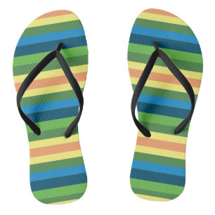 Grüne, Blaue, Orange, Gelbe Streifen Flip Flops