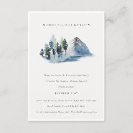 Grüne Blaue Pine Woods Mountain Hochzeitsempfang Begleitkarte