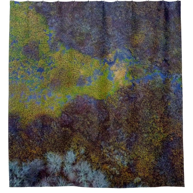 Grüne, blaue und braune Matte Duschvorhang (Vorderseite)