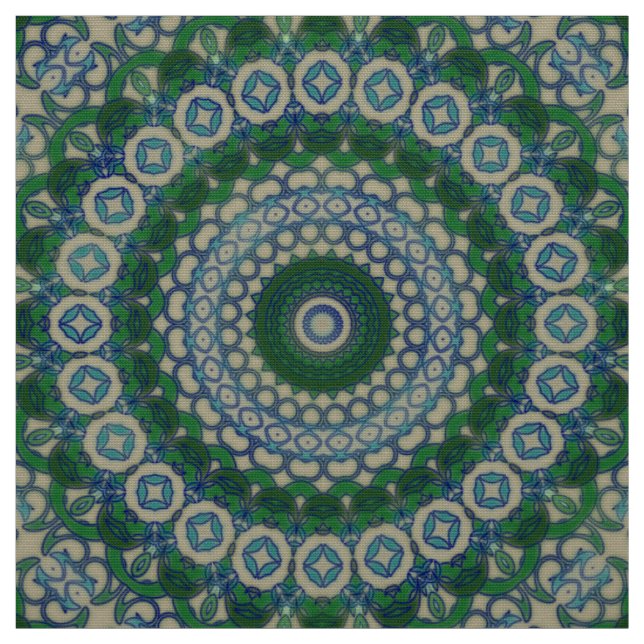 Grüne, blaue und graue Mandala Stoff (Muster)
