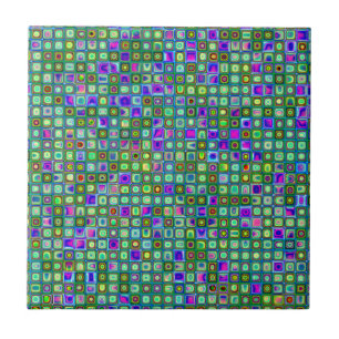 Grüne, blaue und violette funky Retro-Fliesenmuste Fliese