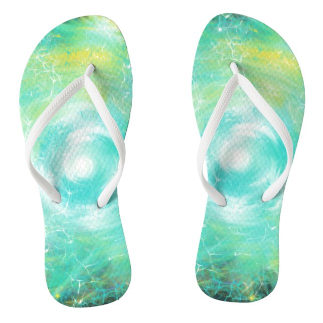 Grüne Blitze Dreifaltigkeitssterne Christliche Got Flip Flops (Fußbett)