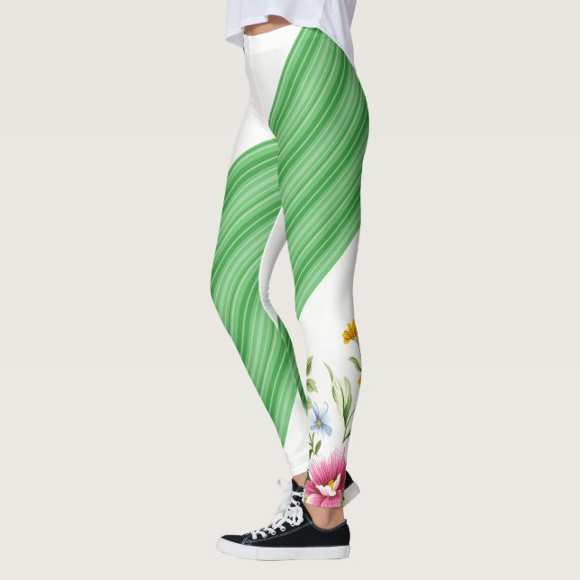 Grüne blorweiße Leggings (Links)