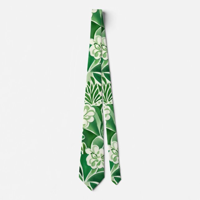 Grüne Blume, elegantes Blumendesign Krawatte (Vorderseite)