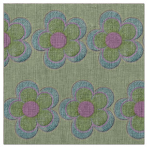 Grüne Blume in Blau und Rosa Stoff