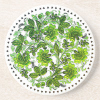 Grüne Blume Muster Boho Round Untersetzer