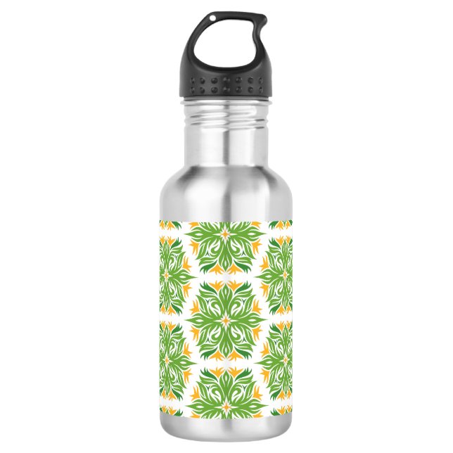 Grüne Blume, Muster von Blume, Blumenmuster Edelstahlflasche (Vorderseite)