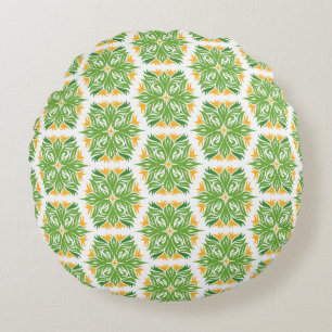Grüne Blume, Muster von Blume, Blumenmuster Rundes Kissen
