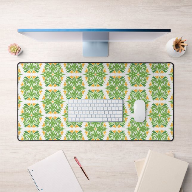 Grüne Blume, Muster von Blume, Blumenmuster Schreibtischunterlage (Büro 1)
